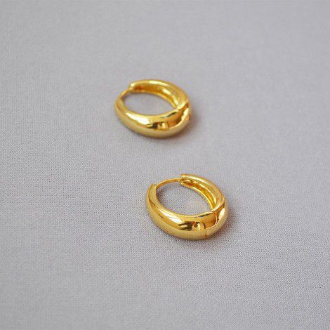 European and American metal cool wind simple arc smooth brass plating 18K real gold fashionable chunky Earrings