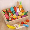 Children's family toys puzzle wooden magnetic vegetables and fruits cut happy kitchen simulation mini toy model