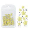 200 nail enhancement five petal flower ornaments, bagged white and pink acrylic flower ornaments, resin flowers with gold and silver beads