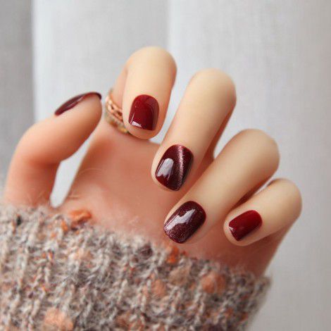 White chelizi color crystal wide cat's eye nail patch manual phototherapy short fake nail finished wear