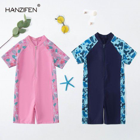 Quick drying professional training children's swimwear boys and girls one-piece children girls baby South Korea sunscreen swimwear wholesale