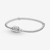 Original Beaded pan family Bracelet Silver shining round crown heart-shaped DIY Mickey full diamond series simple Snake bone chain