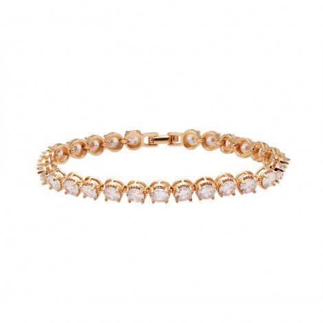 Geometric Tennis Bracelet female round zircon small European and American exaggerated hand ornaments light luxury European and American high sense personality