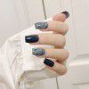 Blue gray halo dyeing medium long square head false nail patch square head wearing nail patch nail enhancement patch finished product white