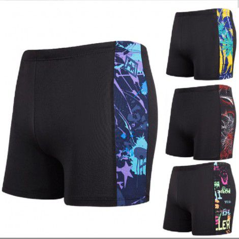 Anti embarrassment men's swimsuits plus size flat angled SWIMSUIT SET fashionable printed men's hot spring swimsuit