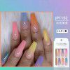 Pressonail European and American long ballet nail candy color finished nail rainbow gradient coffin nail piece