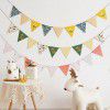 Ins style birthday party flags, colorful flags, flowers, kindergarten decorations, banners, festive decorations, hanging decorations, flag braces