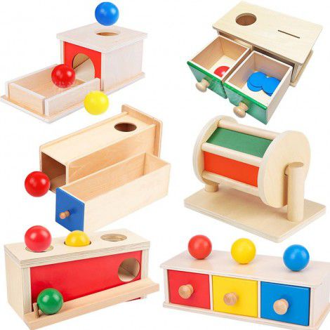 Montessori teaching aids, coin box, children's hand eye coordination, early childhood education, drawer games, wooden ball table, science and education toys