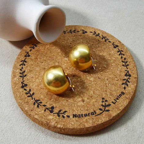 Simple and advanced sense of European and American minorities; the same vintage gold ball brass earrings as Savi bloggers; female round ball earrings