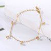 Cross border European and American trend simple 18K plated gold bracelet geometric tag round bead chain personalized titanium steel bracelet (female)