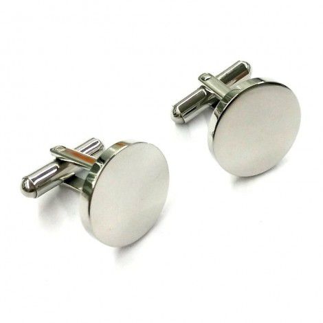 Spot titanium steel RT Cufflinks men's business round stainless steel smooth Cufflinks can be personalized logo