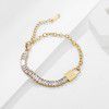 European and American ins fashion wild 18K genuine gold plated love zircon pearl lock letter pendant snake chain titanium steel bracelet