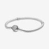 Original Beaded pan family Bracelet Silver shining round crown heart-shaped DIY Mickey full diamond series simple Snake bone chain