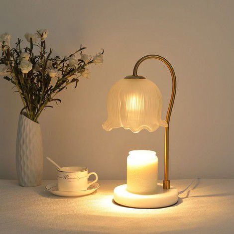 Nordic ins style bedroom bedside lamp melting wax lamp tulip flower melting candle lamp melting candle lamp fragrant glass table lamp