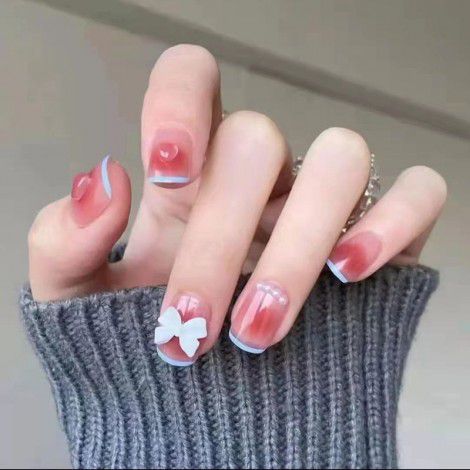 73 light change love wear short nail piece, nail enhancement finished product patch, detachable 2022 Tiktok new wear nail piece