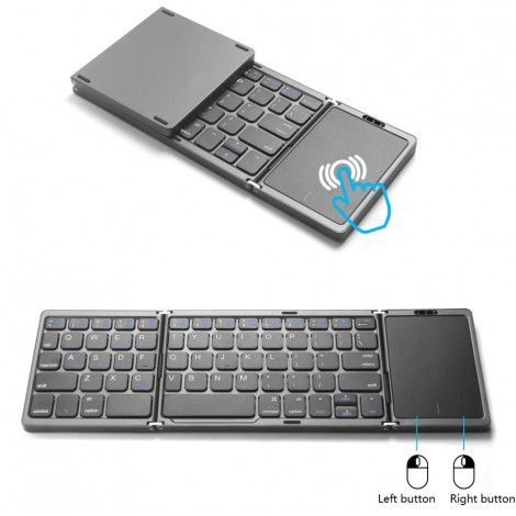 New folding touch keyboard large touch pad usb-c charging mobile phone tablet wireless folding keyboard