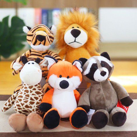 Forest animal doll plush toys elephant monkey tiger lion giraffe doll children's gift wholesale