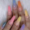 Pressonail European and American long ballet nail candy color finished nail rainbow gradient coffin nail piece