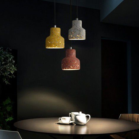 Nordic semi transparent cement chandelier creative personality bedside restaurant terrazzo color LED bar personality Chandelier