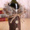 Christmas decorations, European and American new wine sets, holiday decoration props, bowknot, linen, wool collar, red wine bottle sets, spot