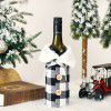 Christmas decoration: European and American style red and black lattice bow tie wine set, white edge wool collar champagne set, holiday table decoration