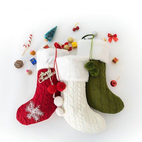 European and American new Christmas socks gift bag knitting home Christmas decorations hanging decorations children's gift socks